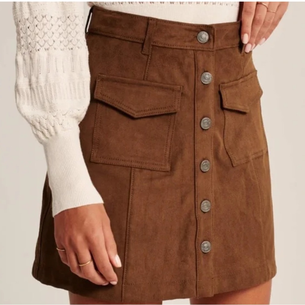 Abercrombie & Fitch Brown Mini Skirt with Button Detail